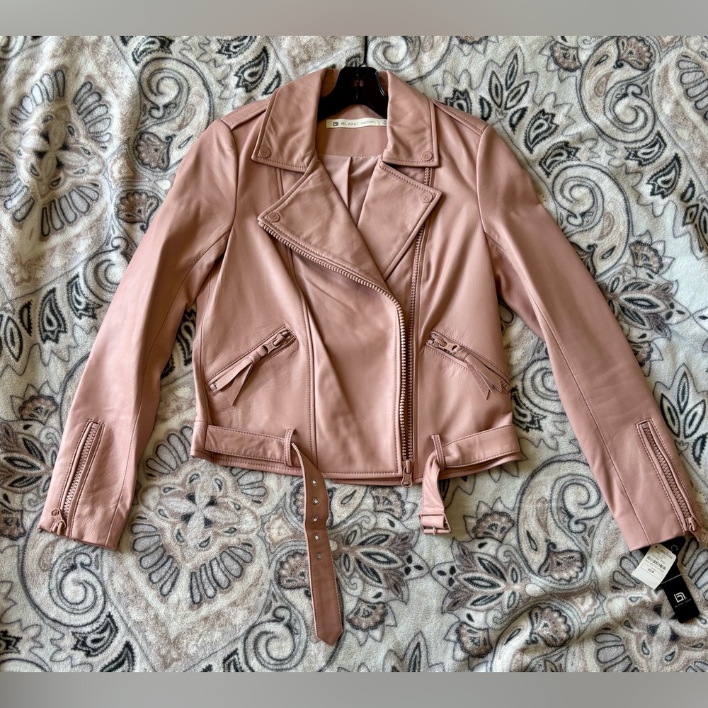Blanc noir pink leather jacket